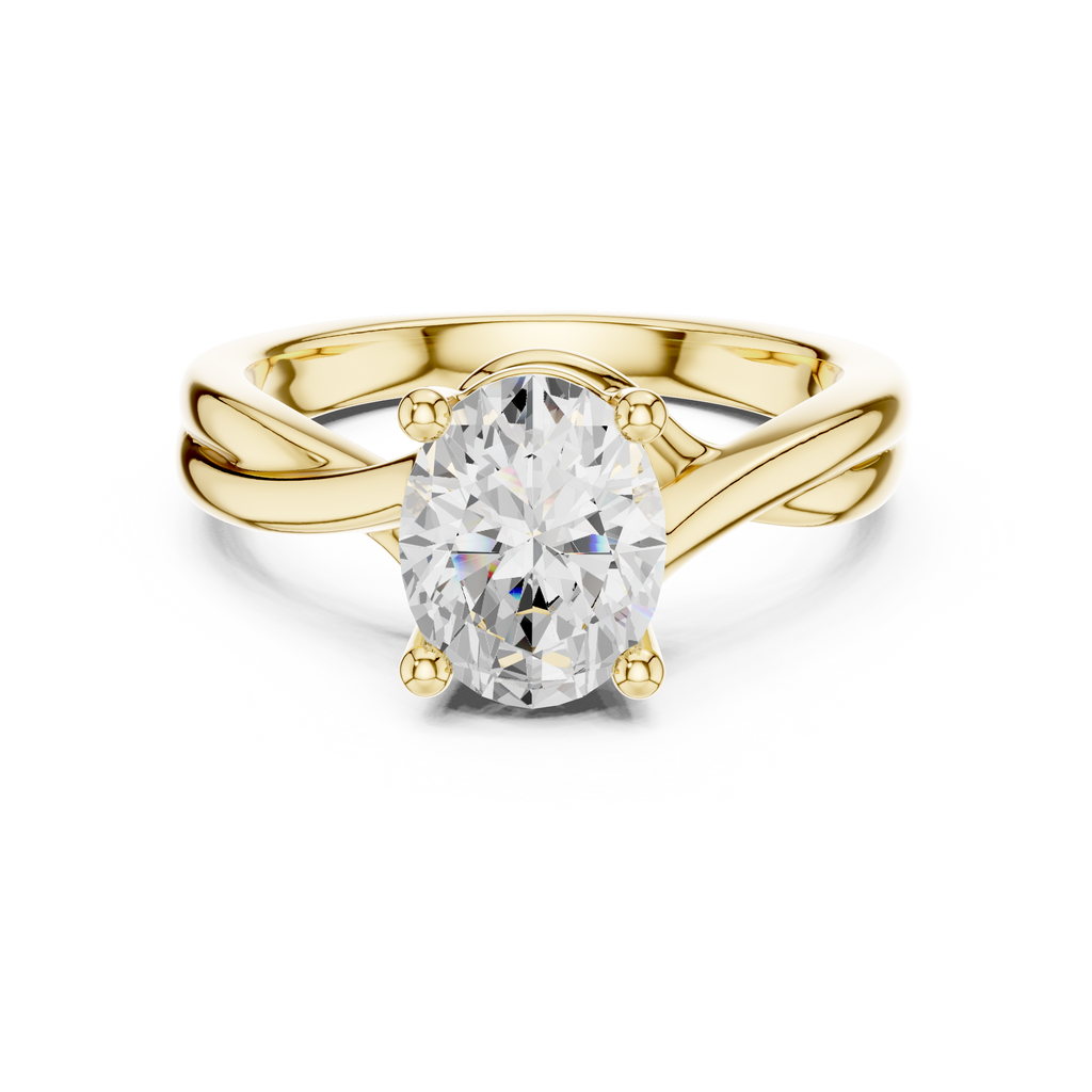 Oval Cut Twisted Solitaire Diamond Engagement Ring