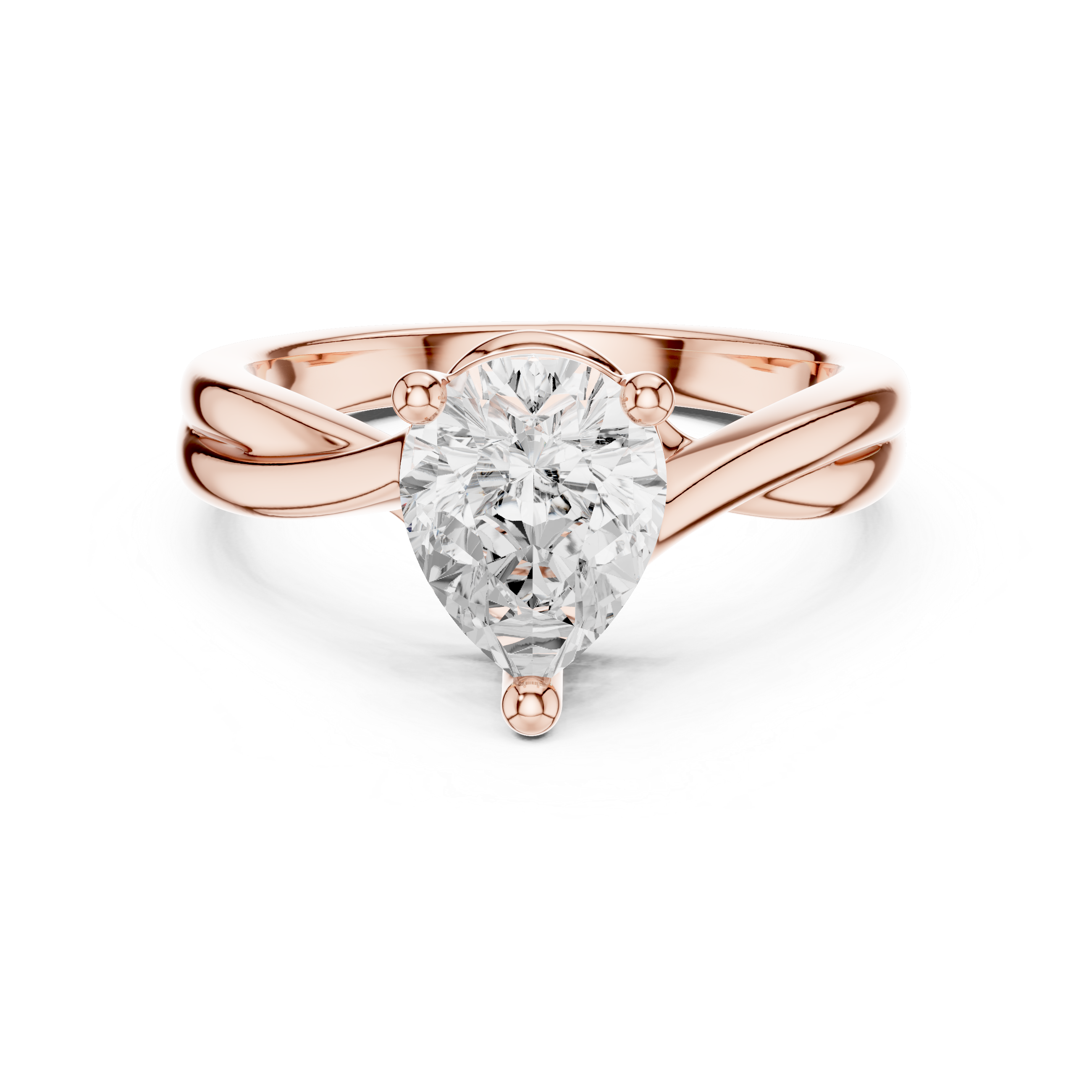 Pear Cut Twisted Solitaire Diamond Engagement Ring