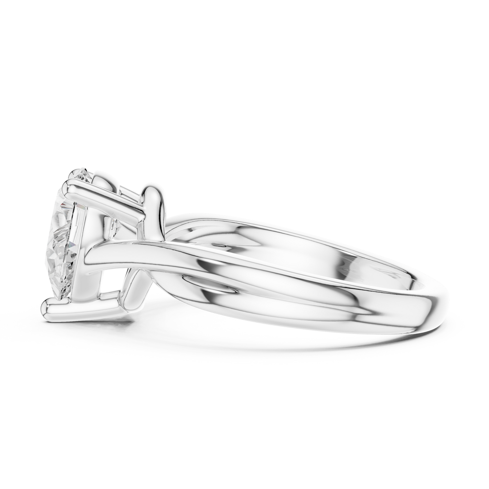 Pear Cut Twisted Solitaire Diamond Engagement Ring