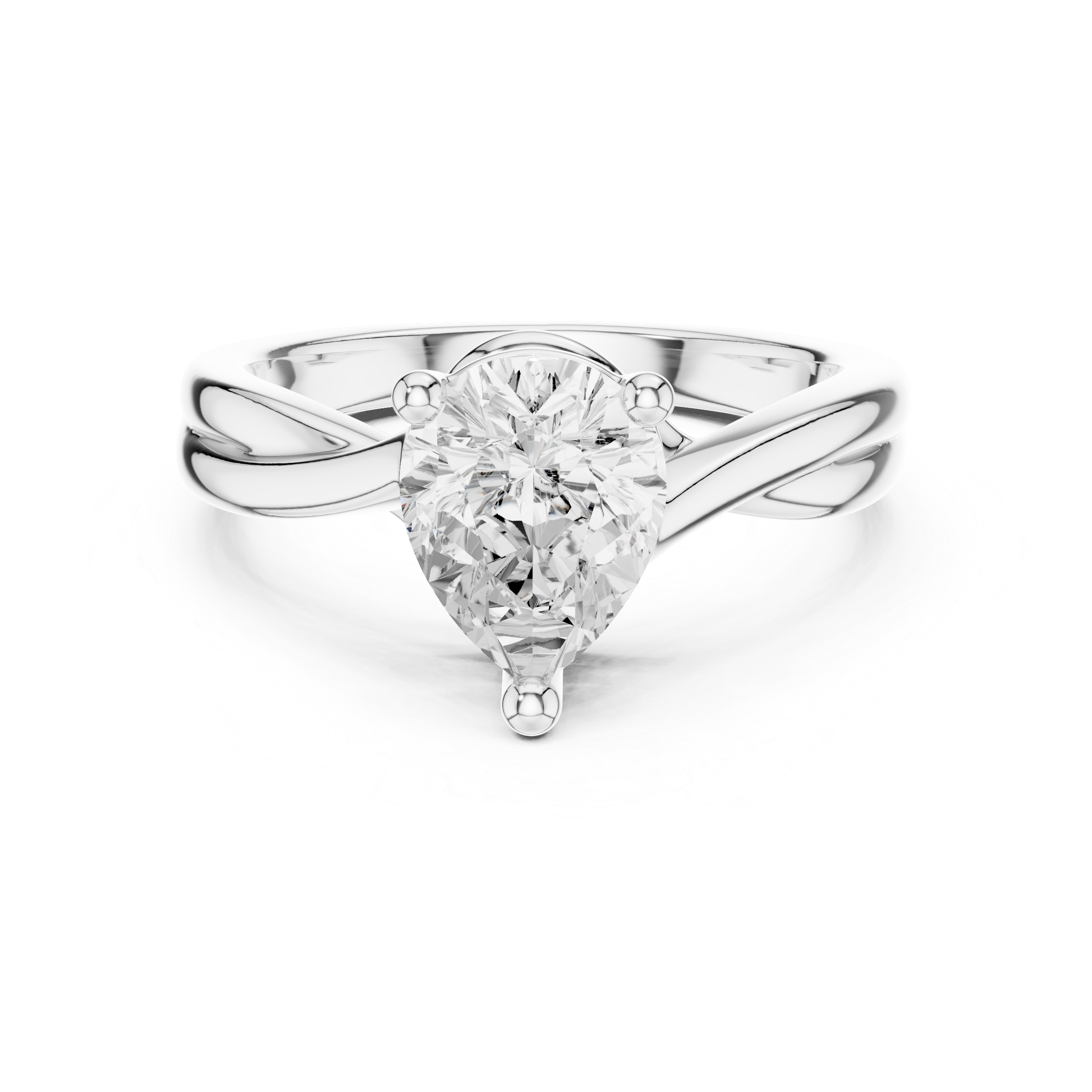 Pear Cut Twisted Solitaire Diamond Engagement Ring
