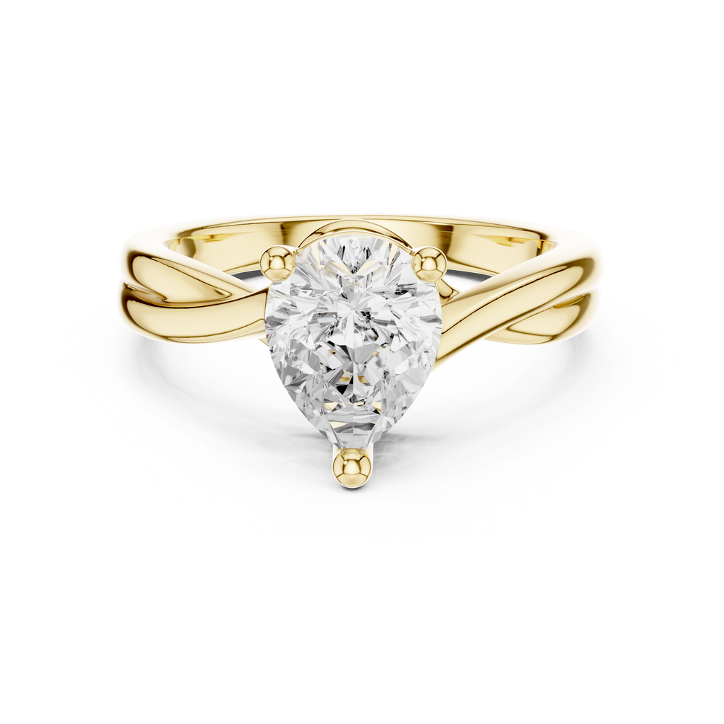 Pear Cut Twisted Solitaire Diamond Engagement Ring
