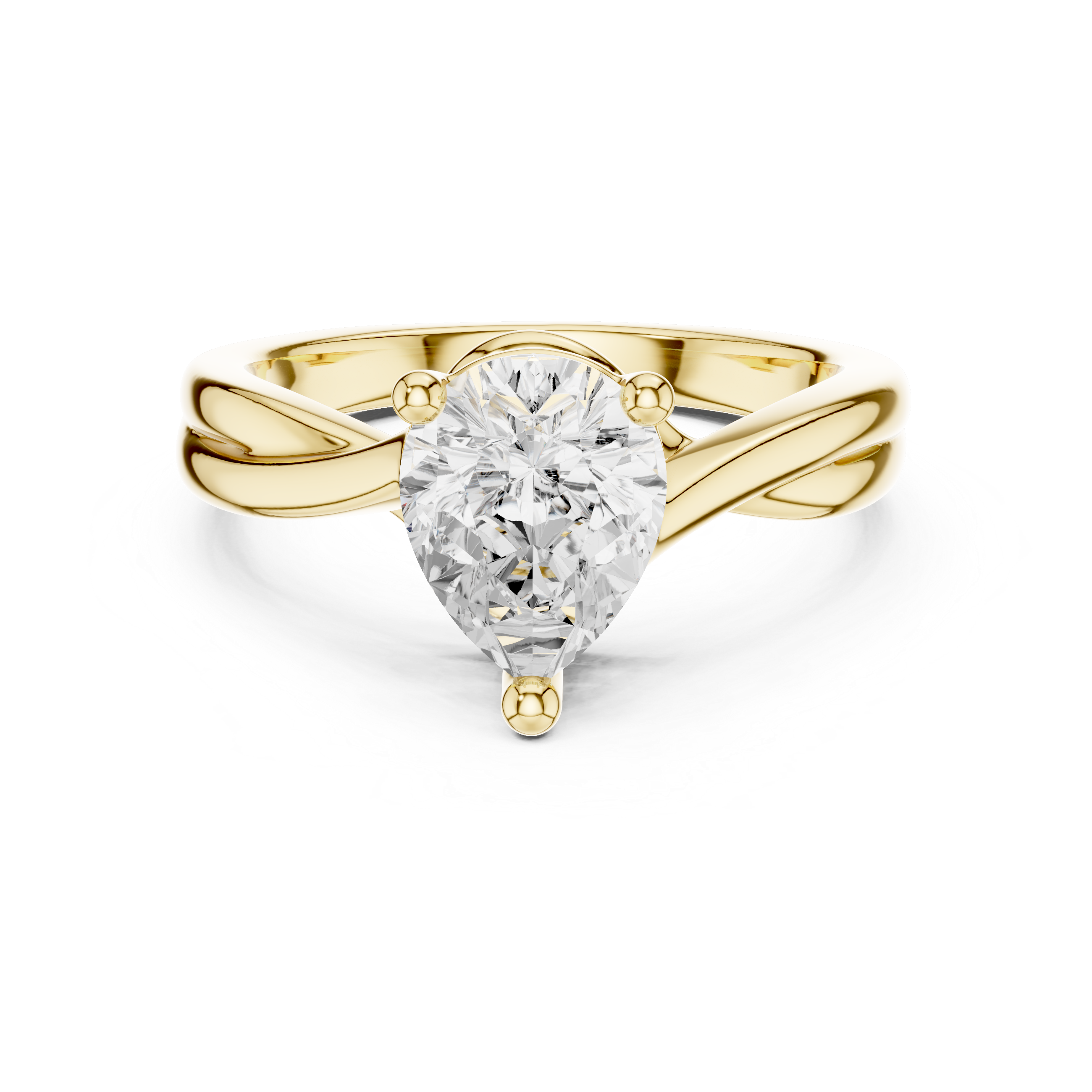 Pear Cut Twisted Solitaire Diamond Engagement Ring