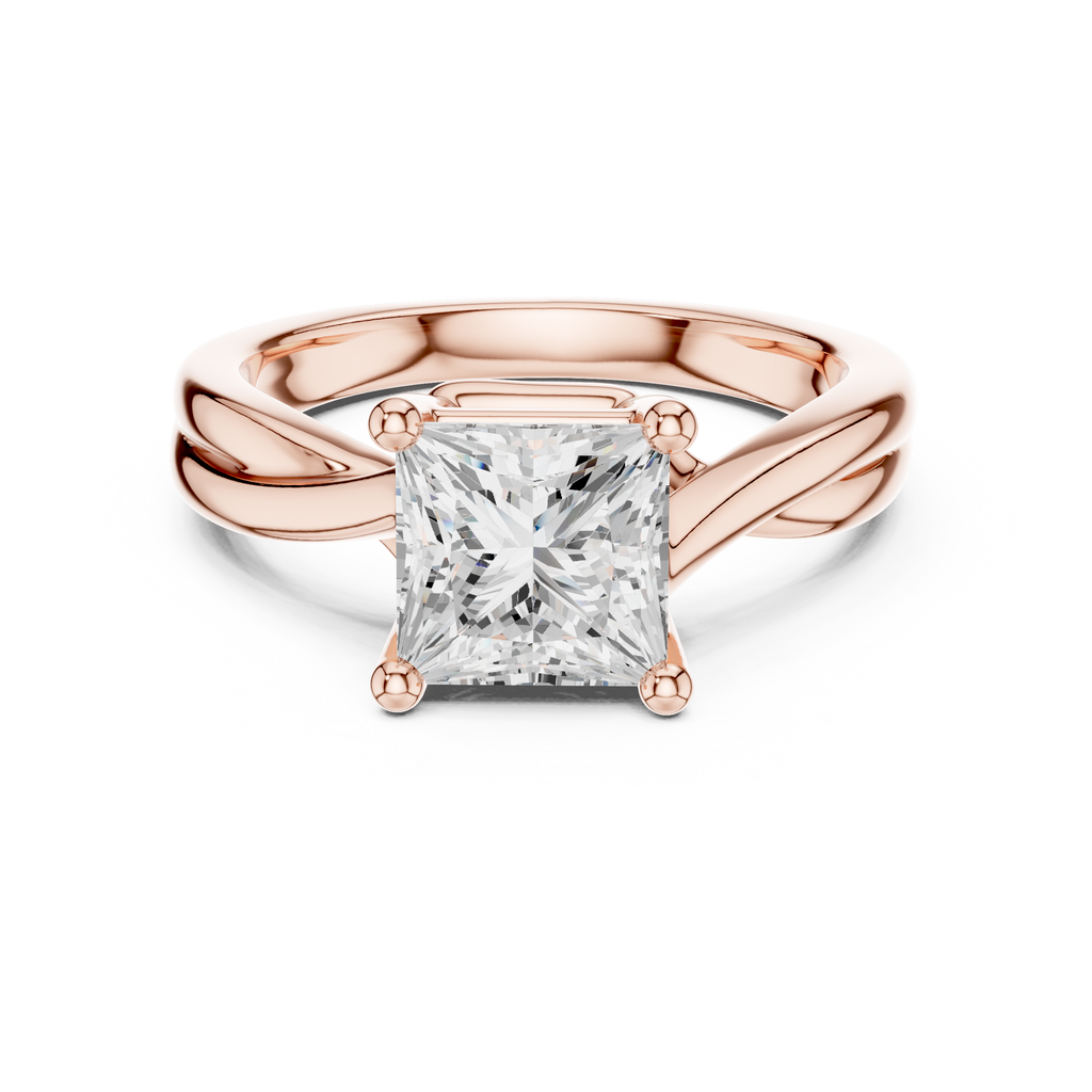 Princess Cut Twisted Solitaire Diamond Engagement Ring