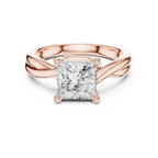 Princess Cut Twisted Solitaire Diamond Engagement Ring