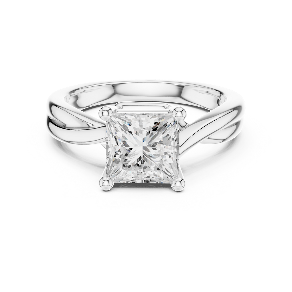 Princess Cut Twisted Solitaire Diamond Engagement Ring