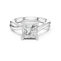 Princess Cut Twisted Solitaire Diamond Engagement Ring