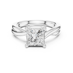Princess Cut Twisted Solitaire Diamond Engagement Ring