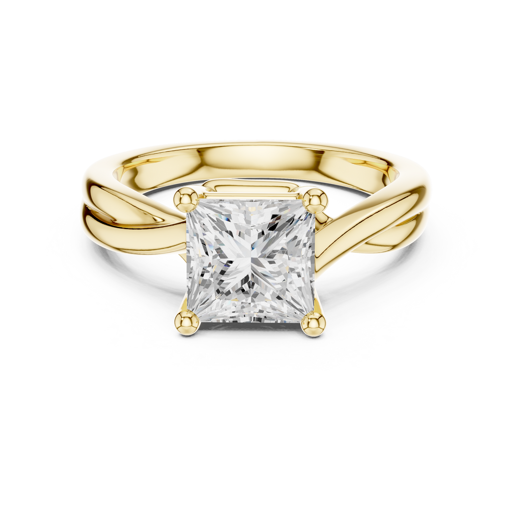 Princess Cut Twisted Solitaire Diamond Engagement Ring