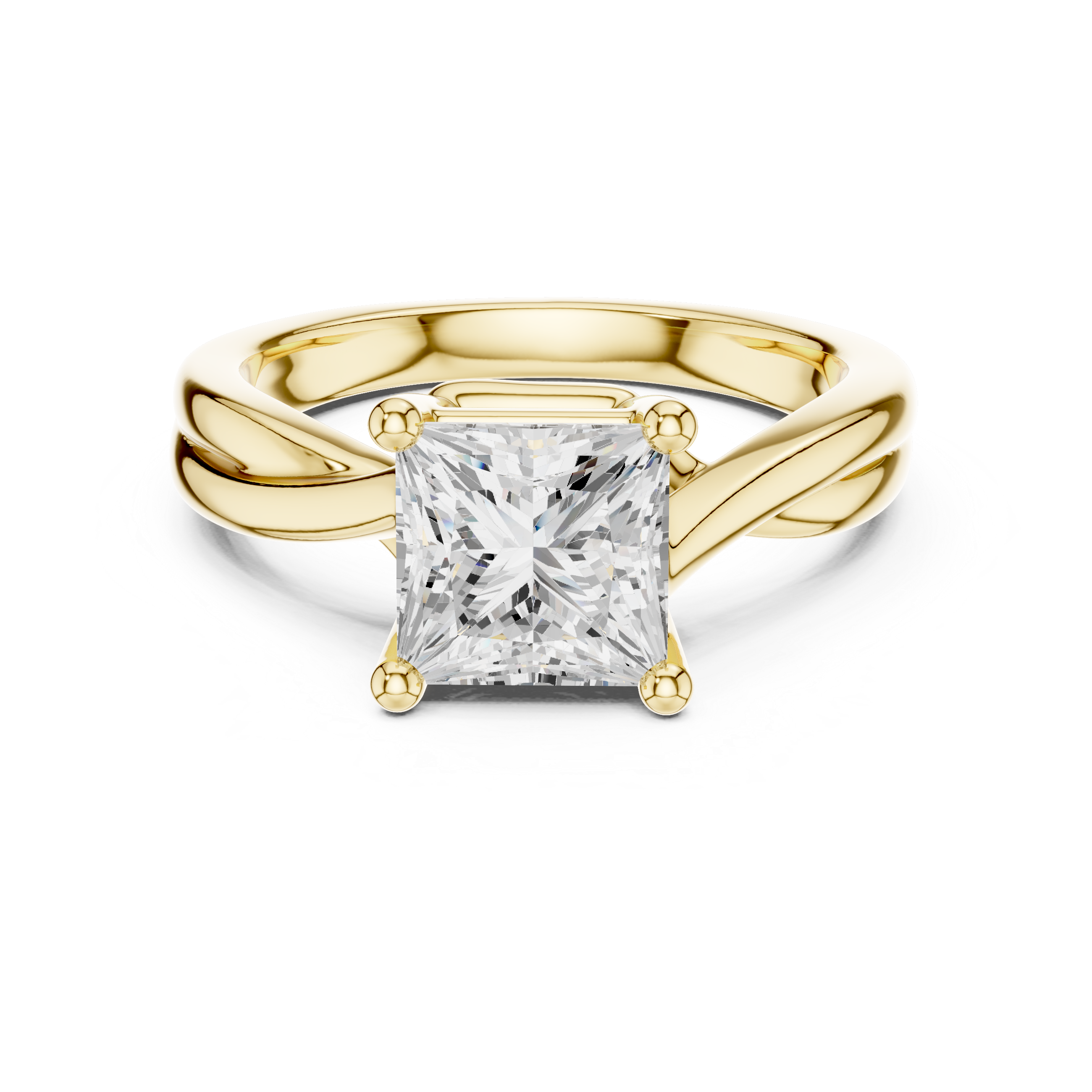 Princess Cut Twisted Solitaire Diamond Engagement Ring