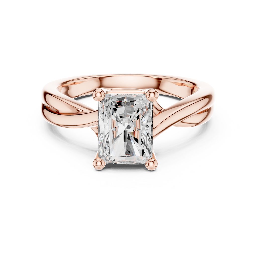 Radiant Cut Twisted Solitaire Diamond Engagement Ring