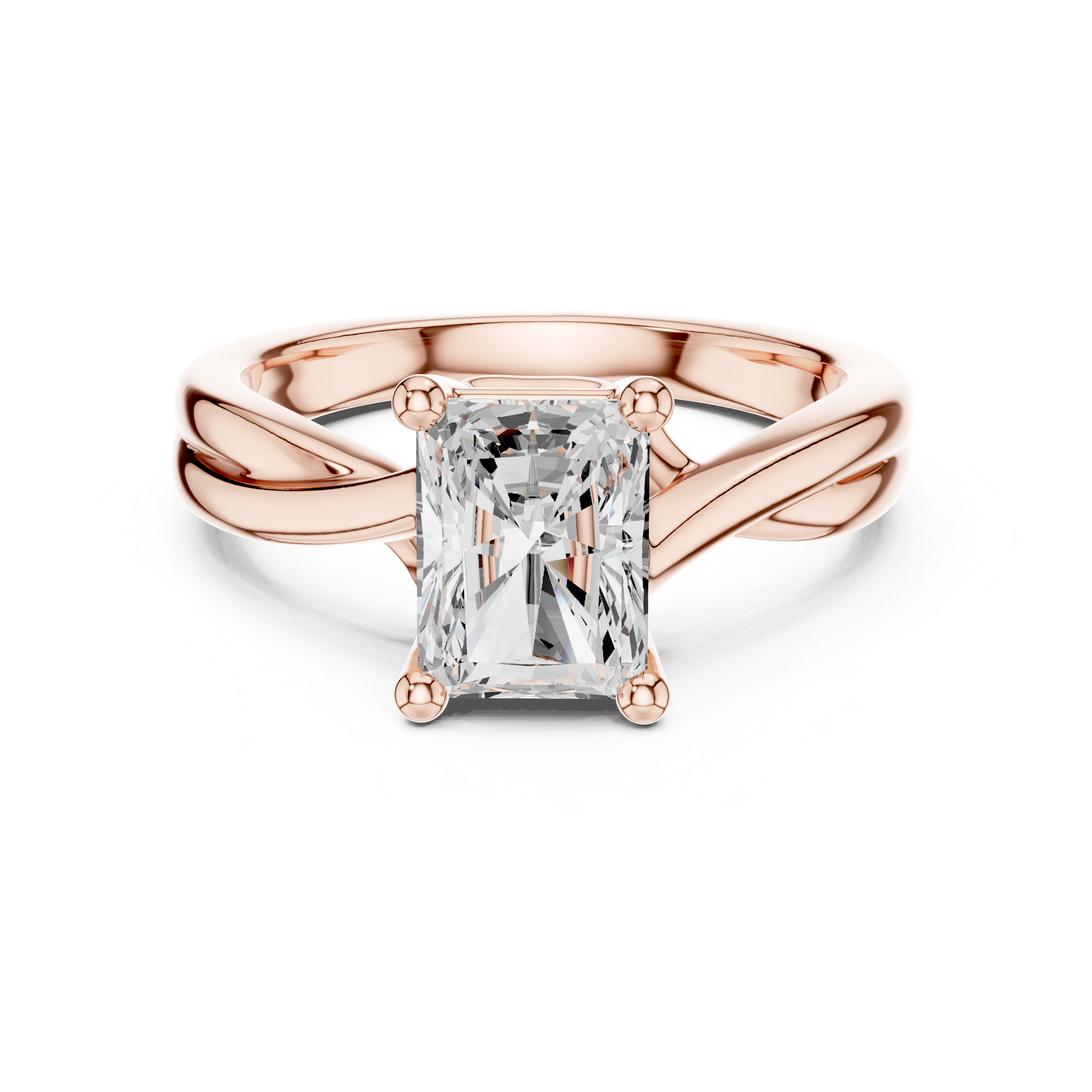 Radiant Cut Twisted Solitaire Diamond Engagement Ring