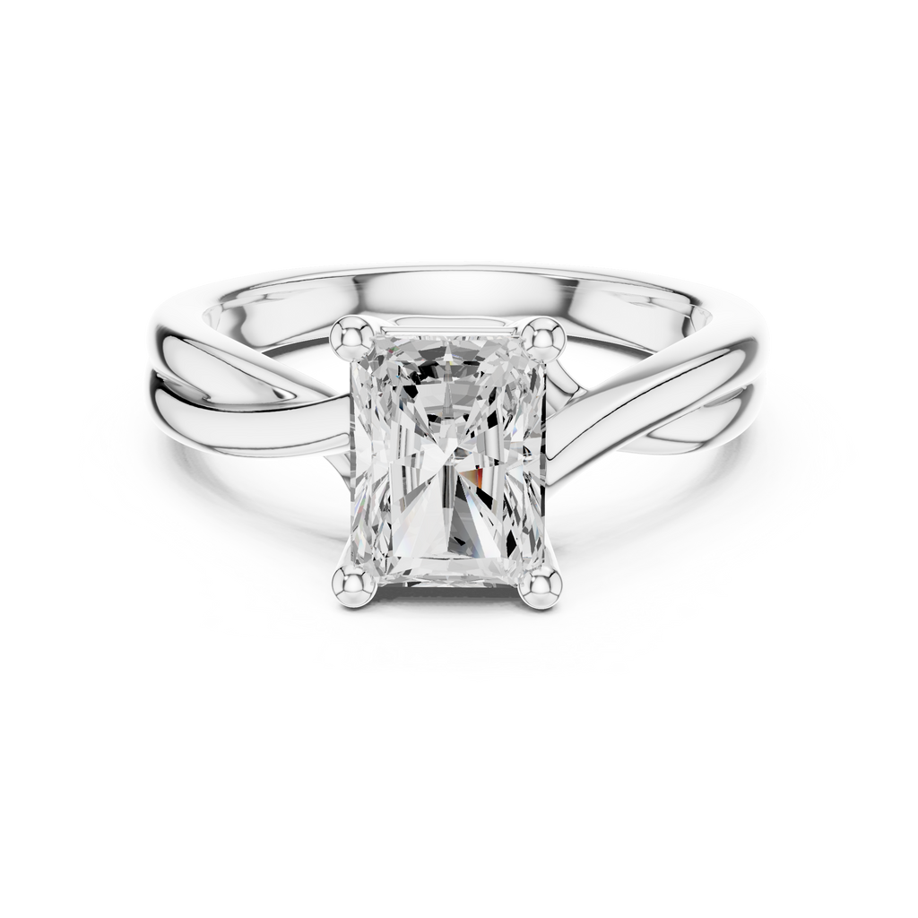 Radiant Cut Twisted Solitaire Diamond Engagement Ring