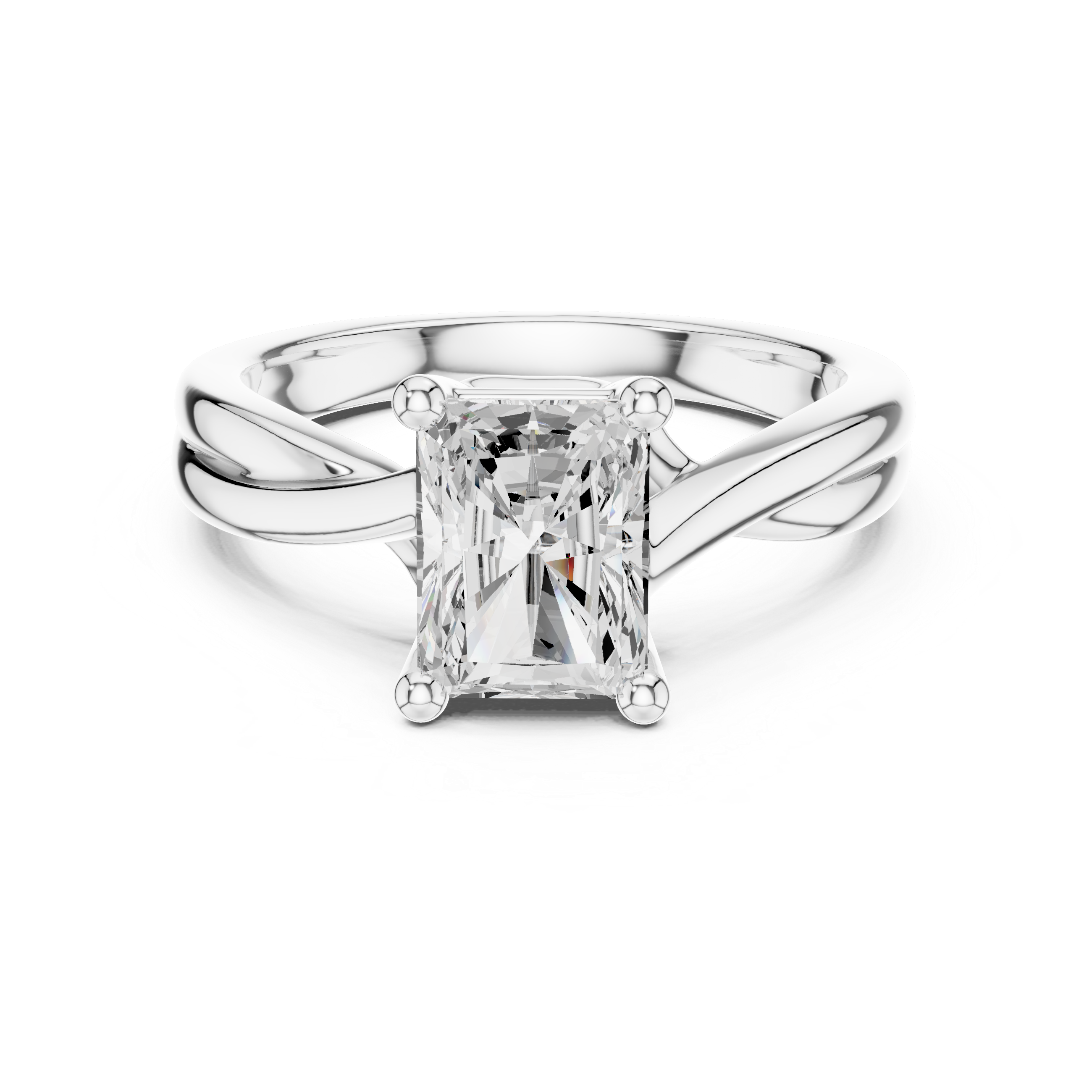 Radiant Cut Twisted Solitaire Diamond Engagement Ring