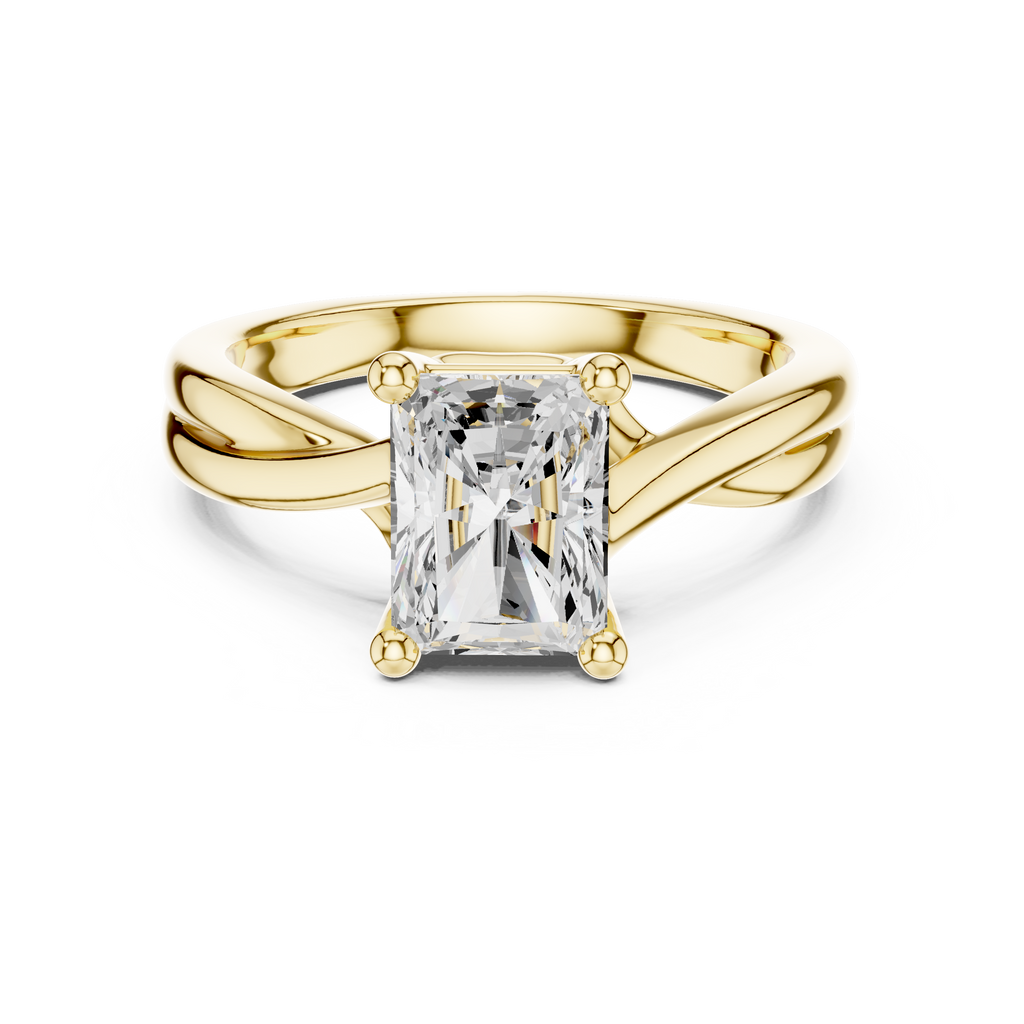 Radiant Cut Twisted Solitaire Diamond Engagement Ring