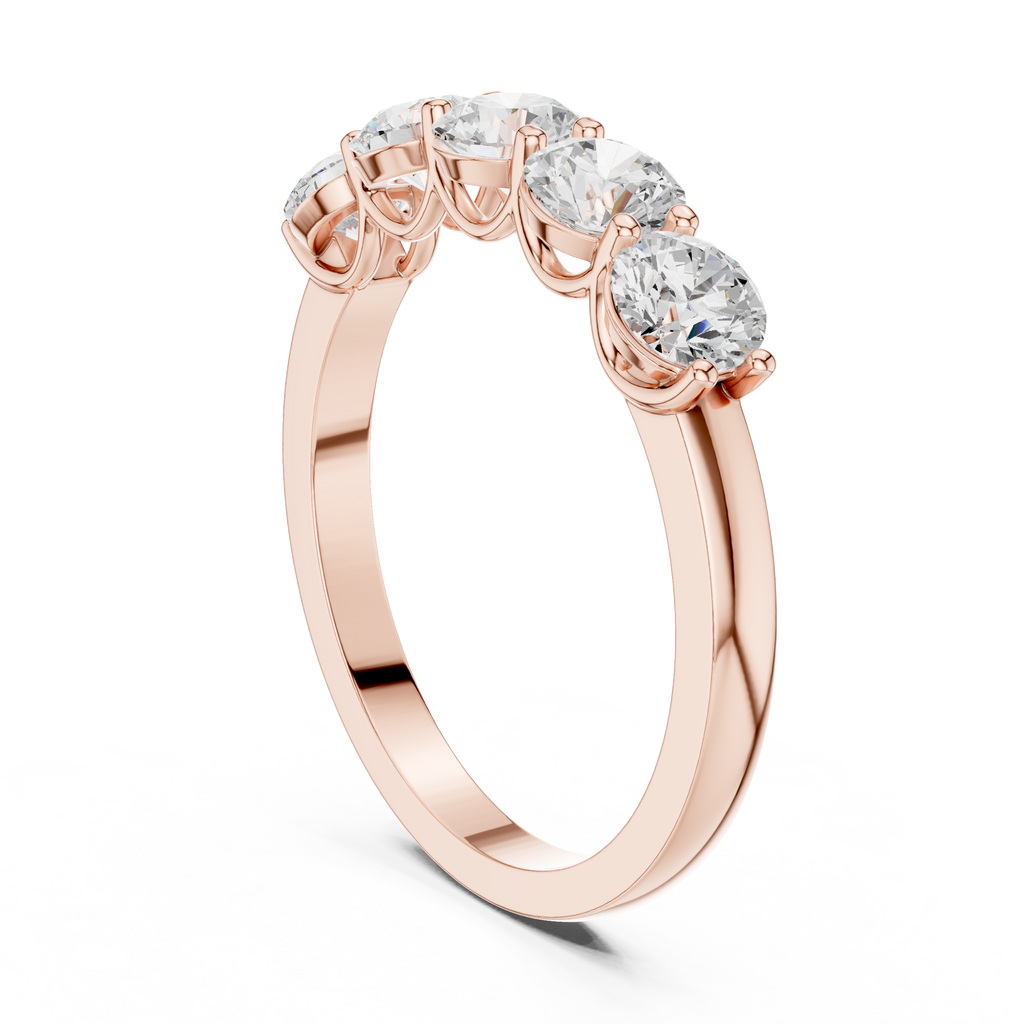Five Stone Round Diamond Anniversary Ring in Rose Gold