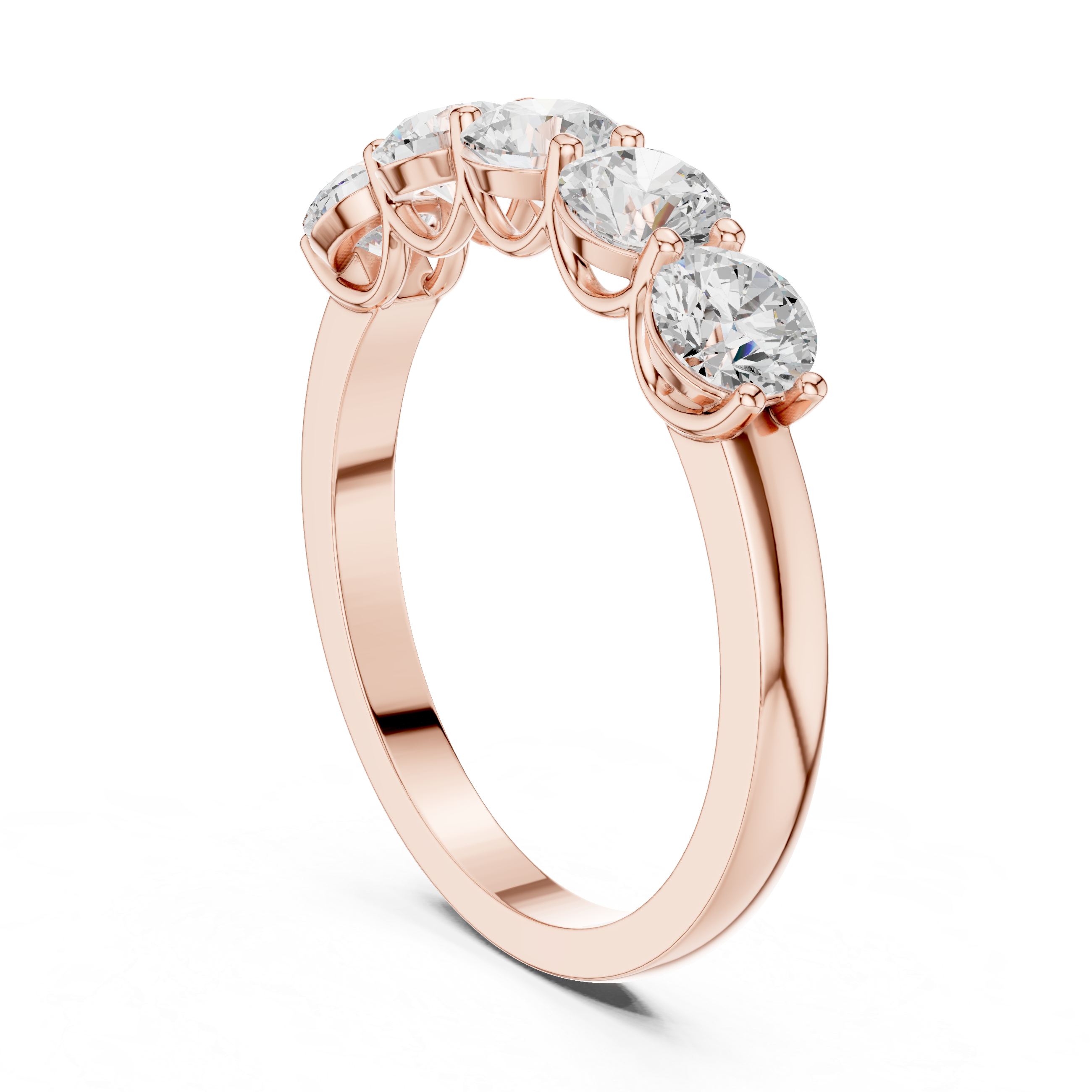 Five Stone Round Diamond Anniversary Ring in Rose Gold