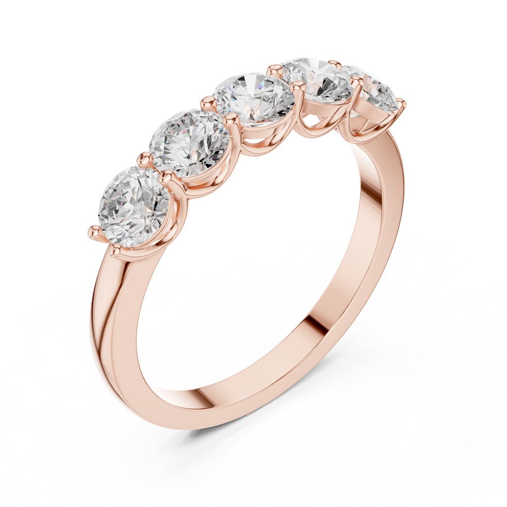 Five Stone Round Diamond Anniversary Ring in Rose Gold