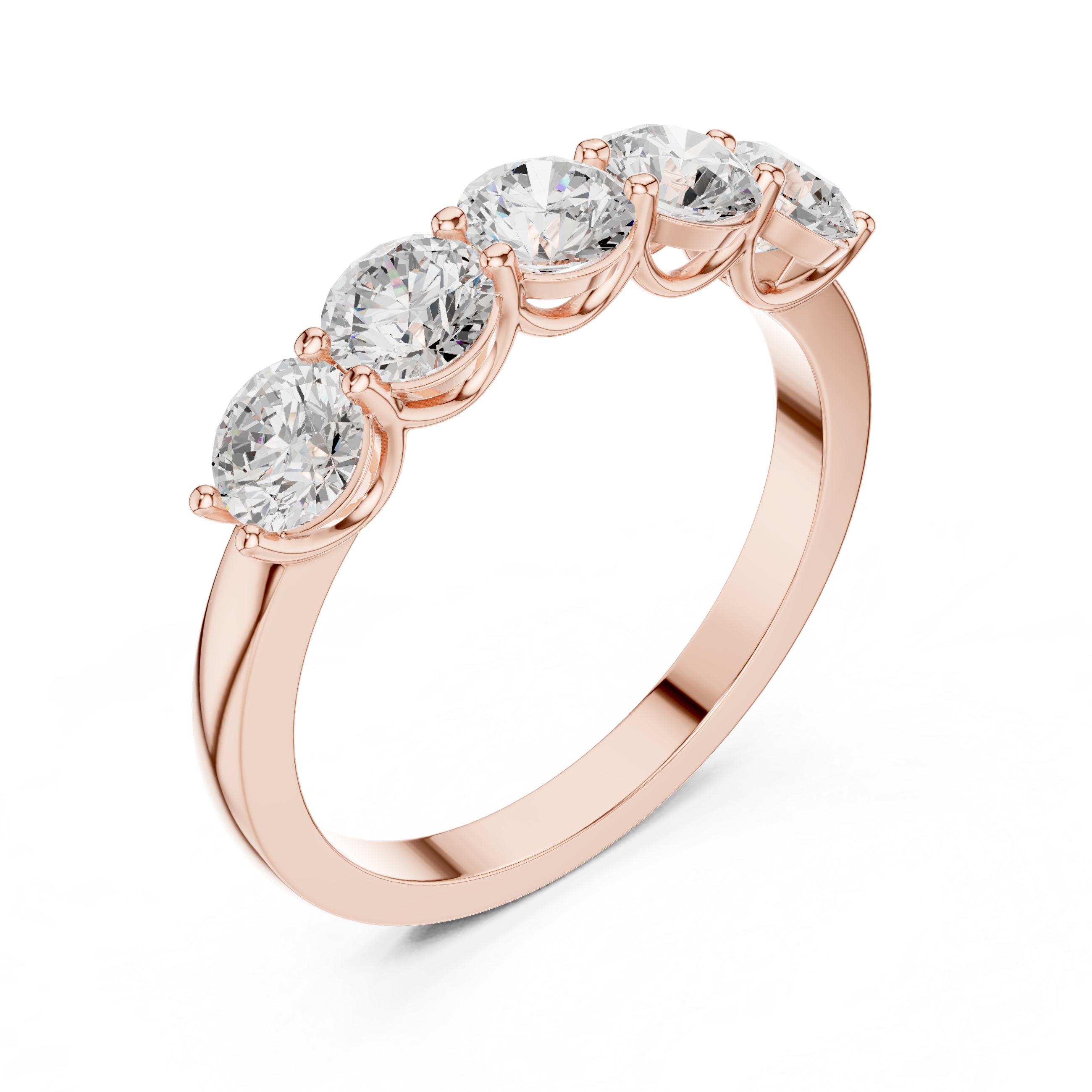 Five Stone Round Diamond Anniversary Ring in Rose Gold
