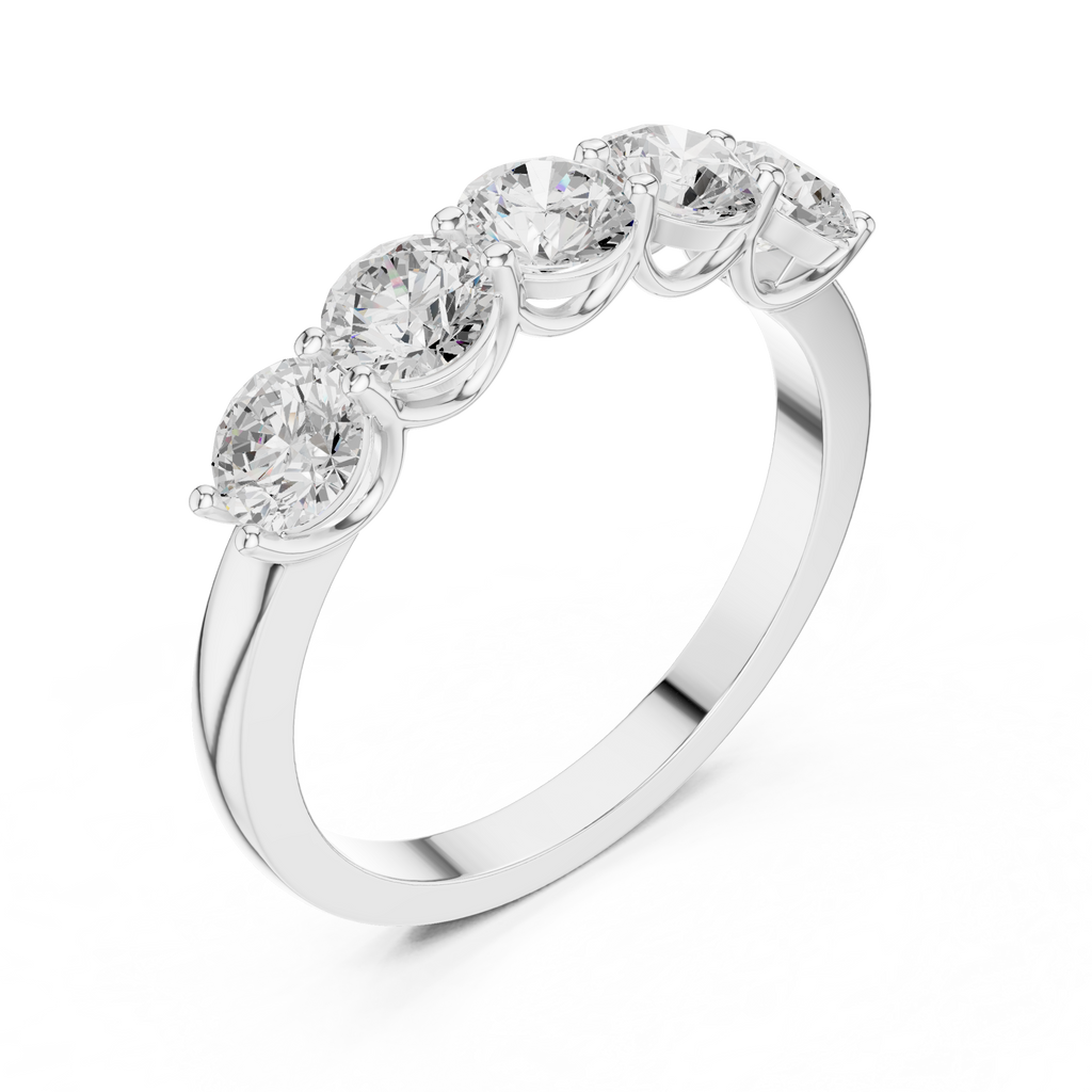 Five Stone Round Diamond Anniversary Ring in Rose Gold
