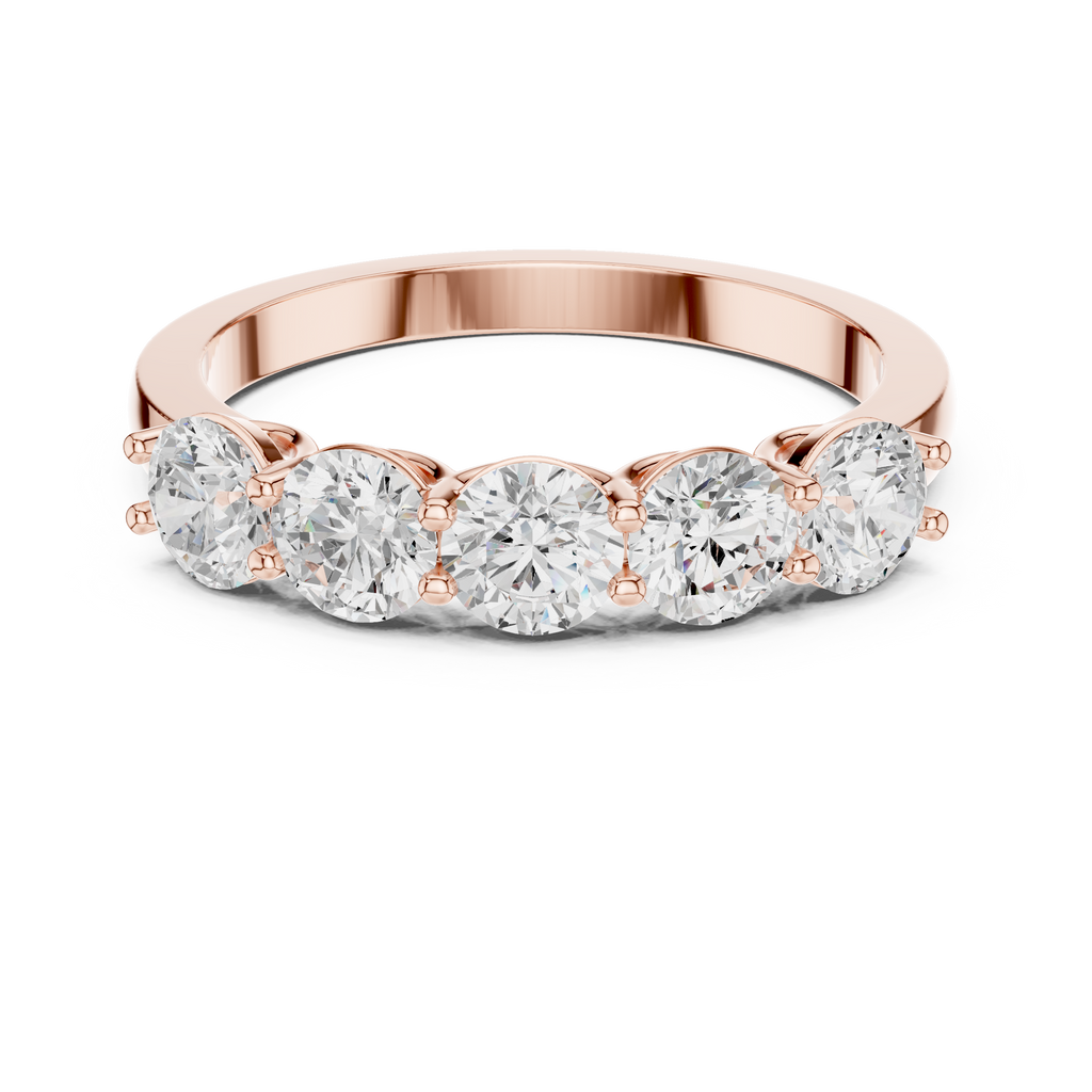 Five Stone Round Diamond Anniversary Ring in Rose Gold