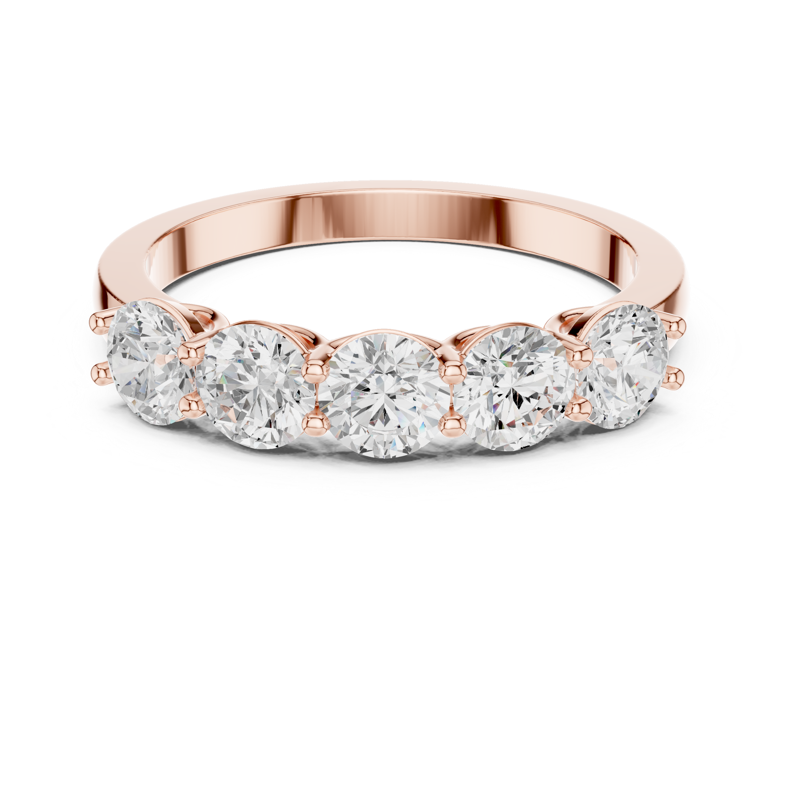 Five Stone Round Diamond Anniversary Ring in Rose Gold