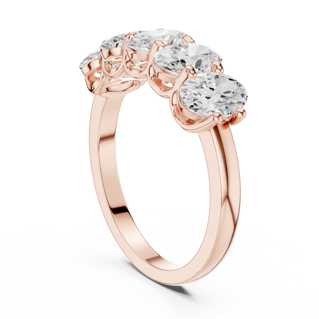 Five Oval Cut Diamond Anniversary Ring in Rose Gold