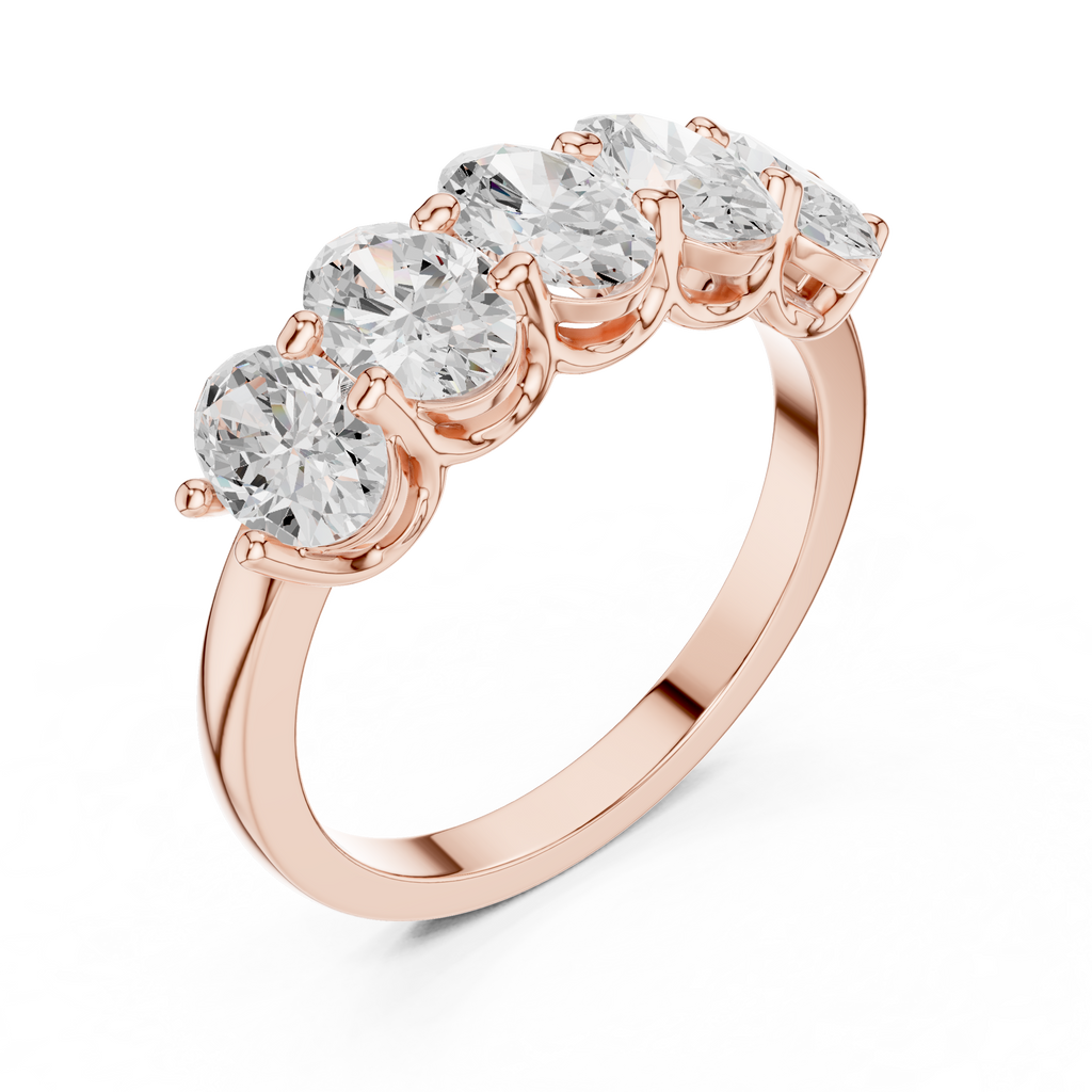 Five Oval Cut Diamond Anniversary Ring in Rose Gold