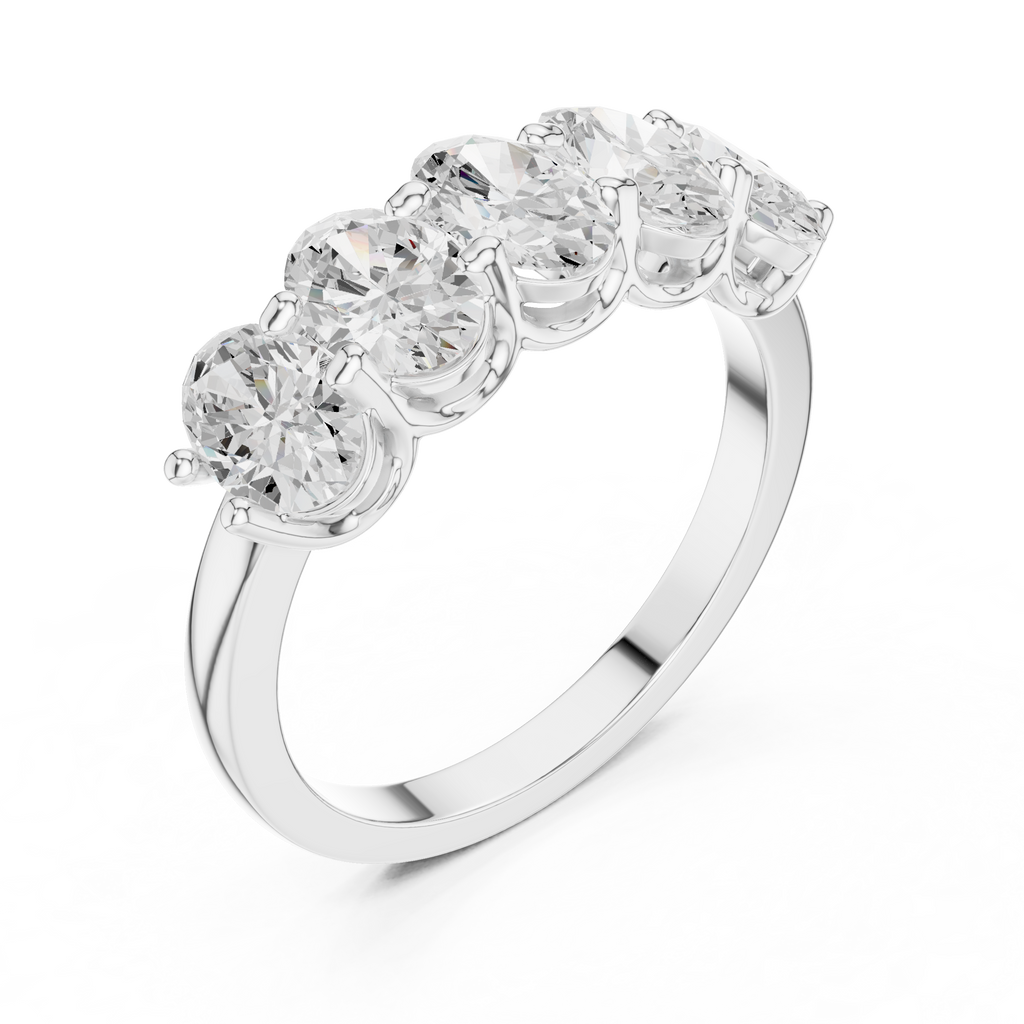Five Oval Cut Diamond Anniversary Ring in Rose Gold