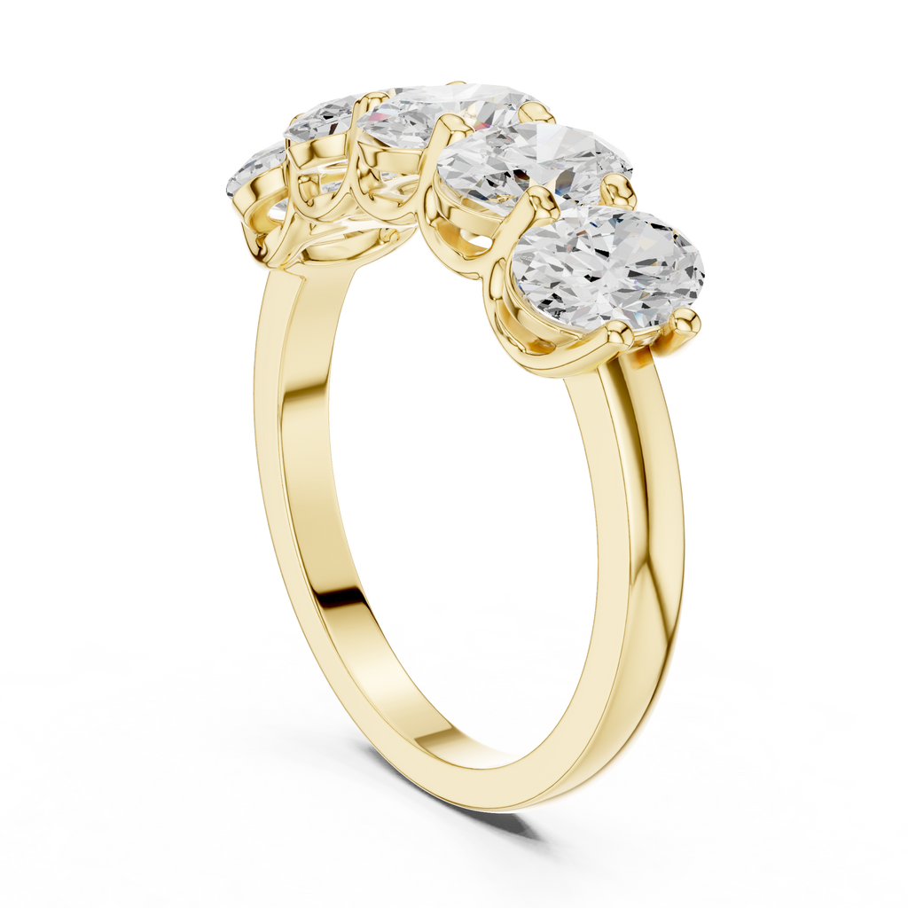 Five Oval Cut Diamond Anniversary Ring in Rose Gold