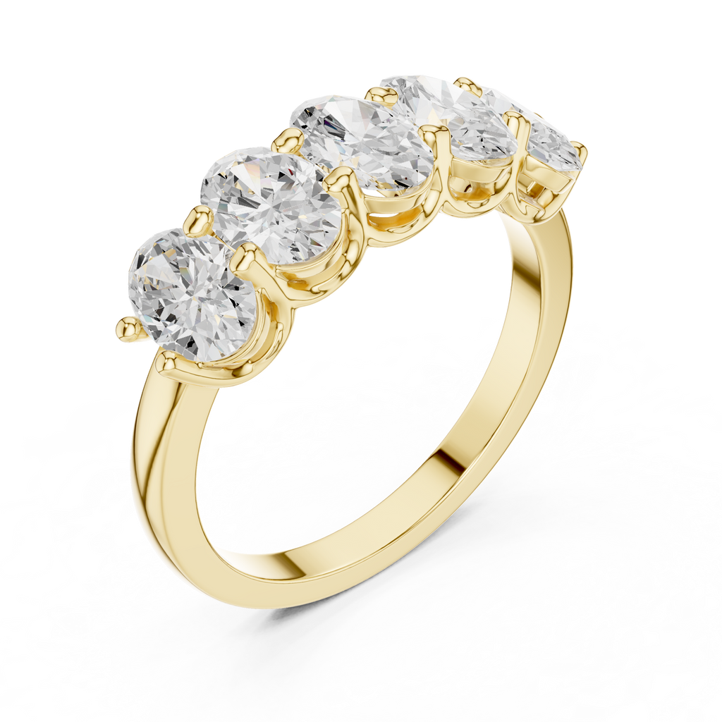 Five Oval Cut Diamond Anniversary Ring in Rose Gold