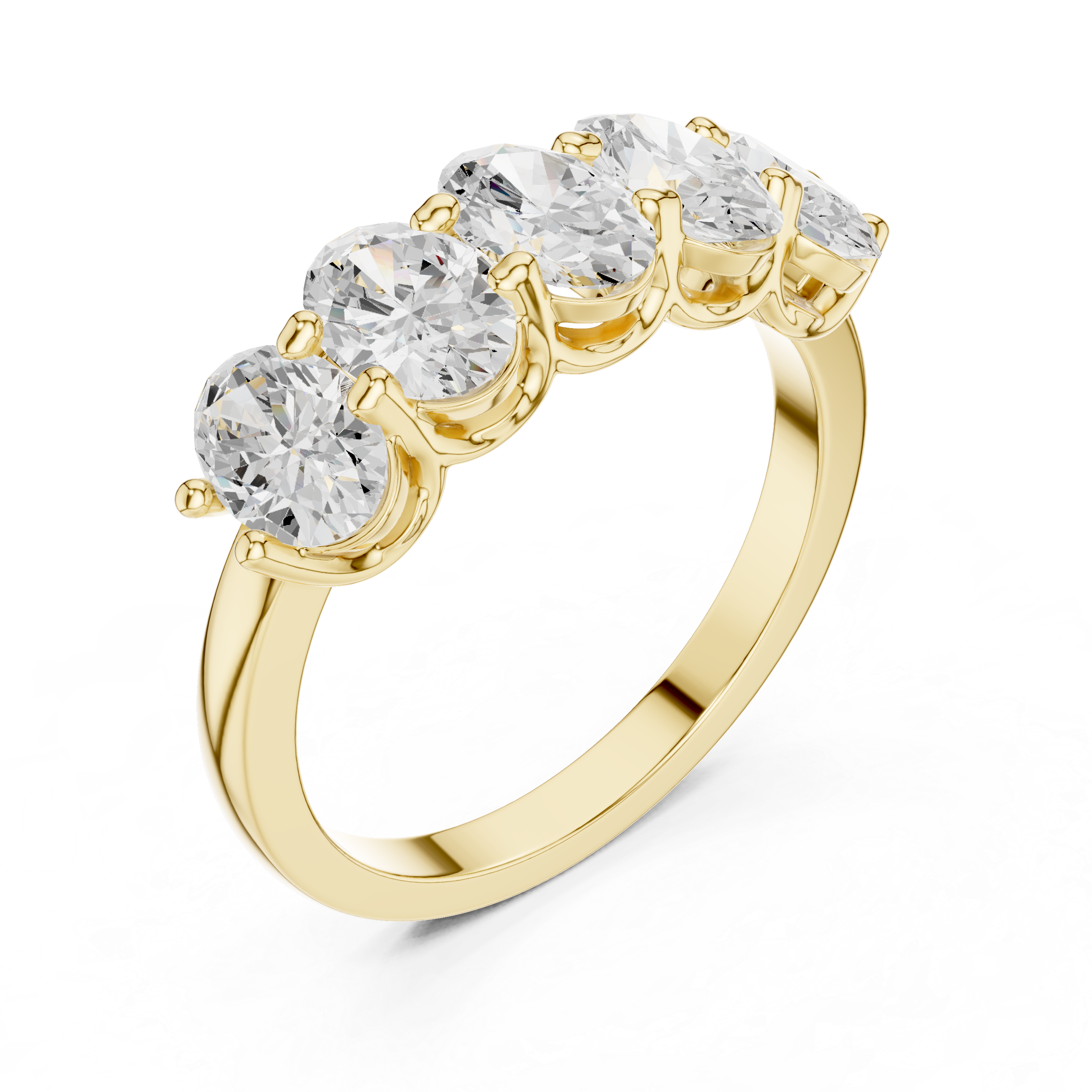 Five Oval Cut Diamond Anniversary Ring in Rose Gold