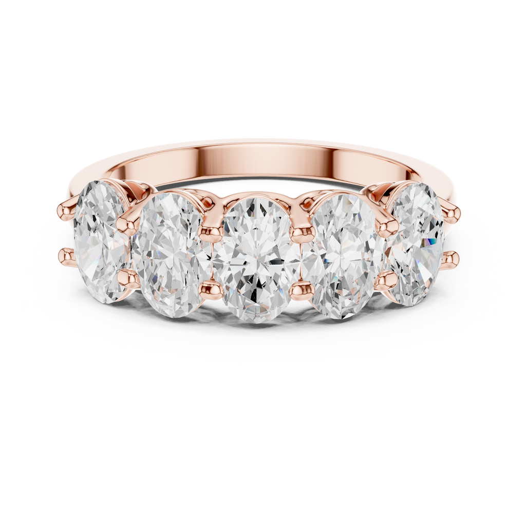 Five Oval Cut Diamond Anniversary Ring in Rose Gold