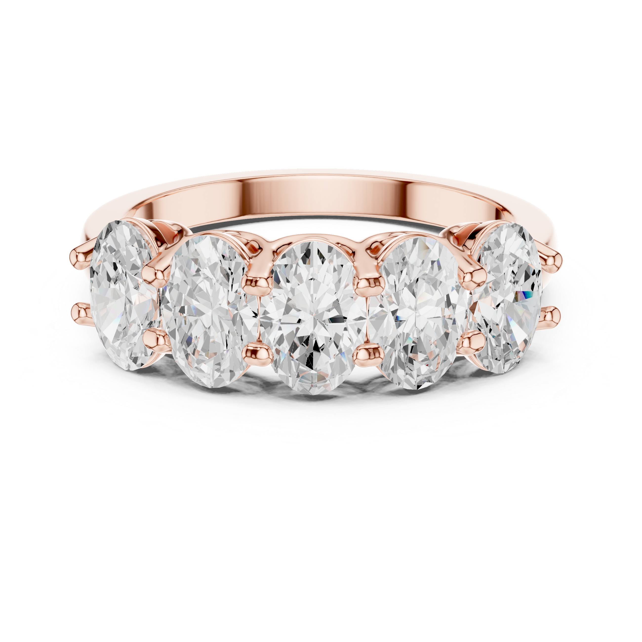Five Oval Cut Diamond Anniversary Ring in Rose Gold