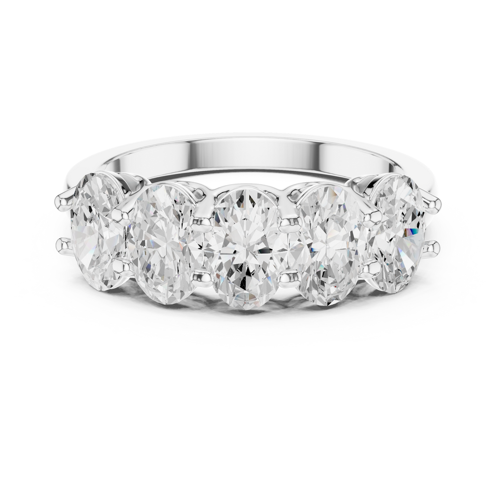 Five Oval Cut Diamond Anniversary Ring in Rose Gold