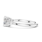 Cushion Cut Three Stone Diamond Engagement Ring with Tapered Baguette Side Stones