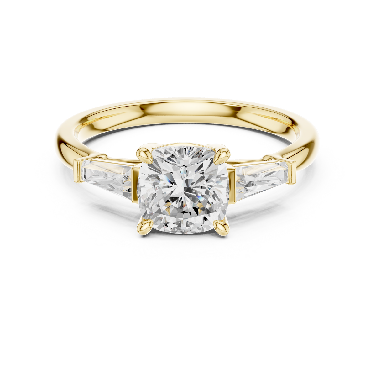 0.40 CTW Cushion Cut Three Stone Diamond Engagement Ring with – view 5 of 6, lab grown diamond ring | Jewelix Atelier
