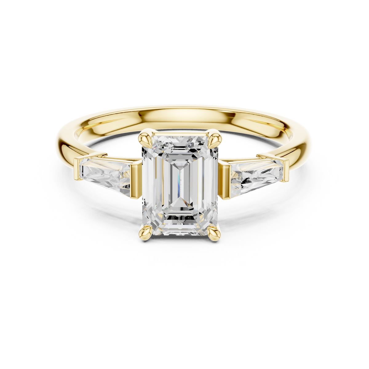 0.40 CTW Emerald Cut Three Stone Diamond Engagement Ring with – view 5 of 6, lab grown diamond ring | Jewelix Atelier