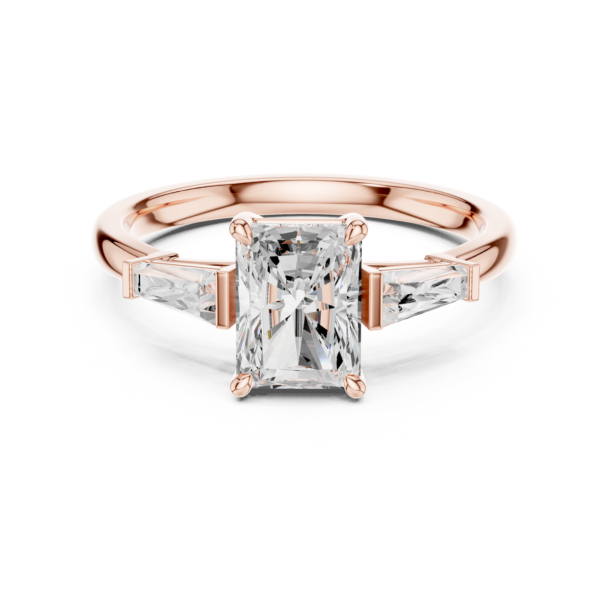 0.40 CTW Radiant Cut Three Stone Diamond Engagement Ring with – view 3 of 6, lab grown diamond ring | Jewelix Atelier