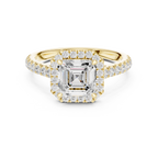 Asscher Cut Halo Diamond Engagement Ring with Pavé Band