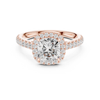 Cushion Cut Halo Diamond Engagement Ring with Pavé Shank