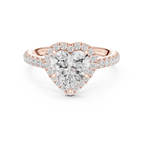 Heart Cut Halo Diamond Engagement Ring with Pavé Diamond Band