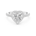Heart Cut Halo Diamond Engagement Ring with Pavé Diamond Band