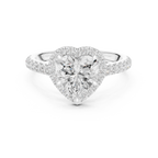 Heart Cut Halo Diamond Engagement Ring with Pavé Diamond Band