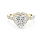 Heart Cut Halo Diamond Engagement Ring with Pavé Diamond Band