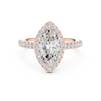 Marquise Cut Halo Diamond Engagement Ring with Pavé Band