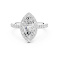 Marquise Cut Halo Diamond Engagement Ring with Pavé Band