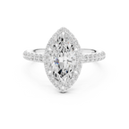 Marquise Cut Halo Diamond Engagement Ring with Pavé Band