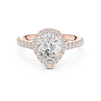 Pear Cut Halo Diamond Engagement Ring with Pavé Diamond Band