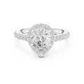 Pear Cut Halo Diamond Engagement Ring with Pavé Diamond Band
