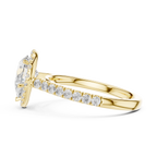 Pear Cut Halo Diamond Engagement Ring with Pavé Diamond Band
